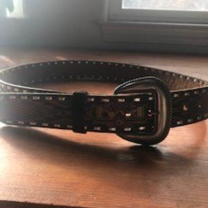 Multi Colored Aztec Print Leather Belt 41" length